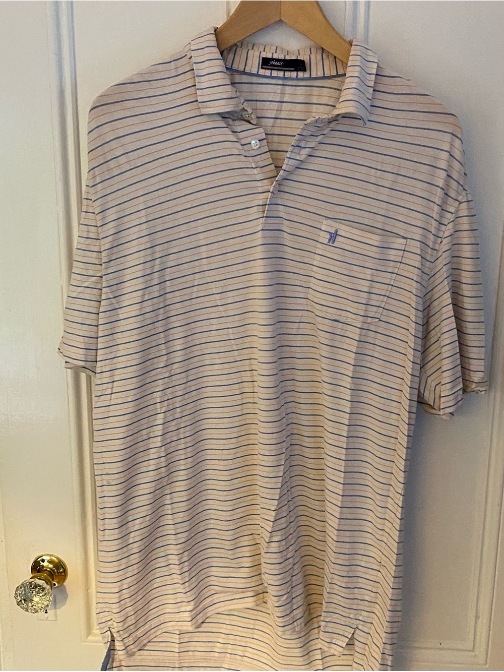 Johnnie-O Shirt Men’s L Golf Polo Striped Cotton Spandex Blend Summer Sport